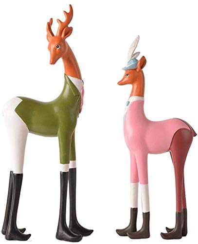 IAIZI Adornos Escultura Linda Elk hogar de la Resina Decoración de la Habitación de los niños Habitación Sala Americana Individual Muebles de TV gabinete gabinete del Vino Craft (Color, A), A