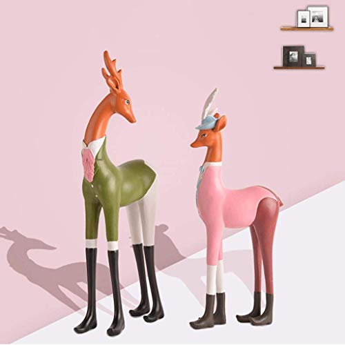 IAIZI Adornos Escultura Linda Elk hogar de la Resina Decoración de la Habitación de los niños Habitación Sala Americana Individual Muebles de TV gabinete gabinete del Vino Craft (Color, A), A