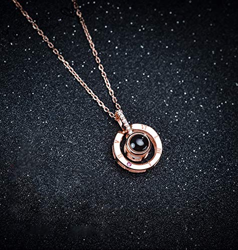 iAmotus Collar Mujer Mujer Memoria de Amor Collar de 100 Idiomas I Love You Pendant Necklace para Mujeres Regalo de San Valentín