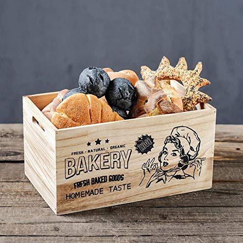 Iceclubs Caja De Pan - 2 Juegos De Caja Decorativa De Almacenamiento De Madera Maciza (Sin Tapa),Contenedor Para Cocina/Restaurante/Panadería, Comida Seca