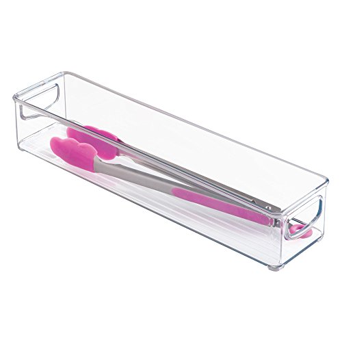 iDesign Cabinet/Kitchen Binz Caja organizadora, pequeño organizador de cocina de plástico, cajón para frigorífico alargado, transparente