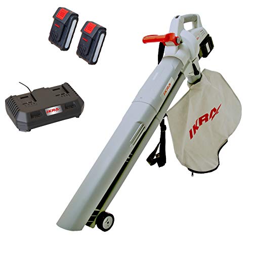 IKRA 3en1 Aspirador soplador triturador a batería ICBV 2/20, Incl. 2X batería y Doble Cargador rápido