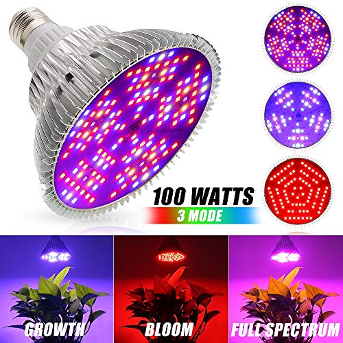 Iluminación para Plantas 100W Led Grow Bombilla Espectro Completo Led Grow Bombilla E27 150 Leds Planta lámpara para las plantas de interior flores y verduras