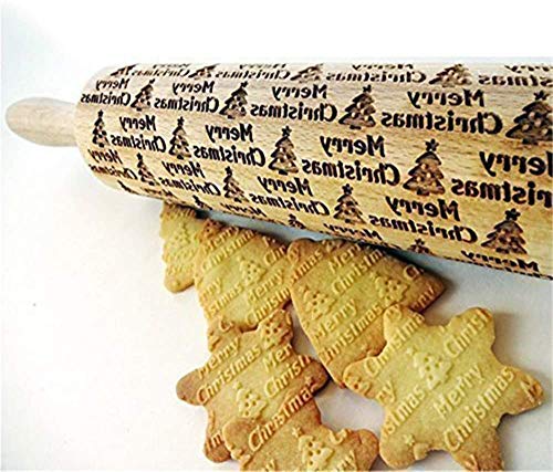 Inception Pro Infinite - Rodillo grabado de madera – gofrado – Navidad – Decorativo – Tallado – Cocina – Galletas – Pasteles – Productos de horno – Merry Christmas – Árbol – Abeto