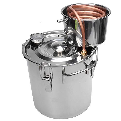 InLoveArts 8L Destilador de Agua Alcohol Cobre Kit de elaboración de vino Fermentador de Acero Inoxidable para con termómetros elaboración de Bebidas caseras