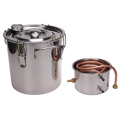 InLoveArts 8L Destilador de Agua Alcohol Cobre Kit de elaboración de vino Fermentador de Acero Inoxidable para con termómetros elaboración de Bebidas caseras