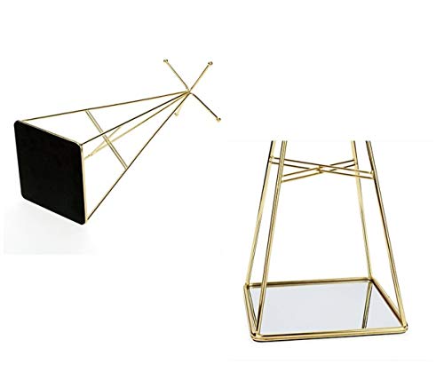 INSTO Planchar Joyería Estante,Diamante Adornos,Collar Monitor Estante,Arete Almacenamiento Estante Multifunción/Dorado / 135×135×360mm
