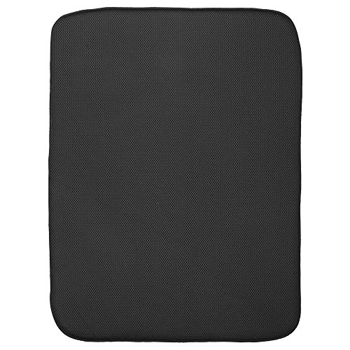 InterDesign iDry Tapete de cocina, Alfombrilla escurreplatos extragrande y gruesa de poliéster y microfibra para un secado rápido, Negro /Marfil