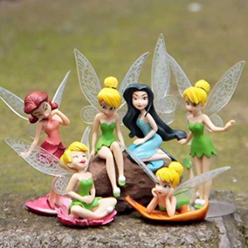 Isuper Decoración para Tartas,Mini Hadas de Flores con alas de Mariposa estatuilla en Miniatura Ornamento de jardín decoración para Fiestas 6 Pcs