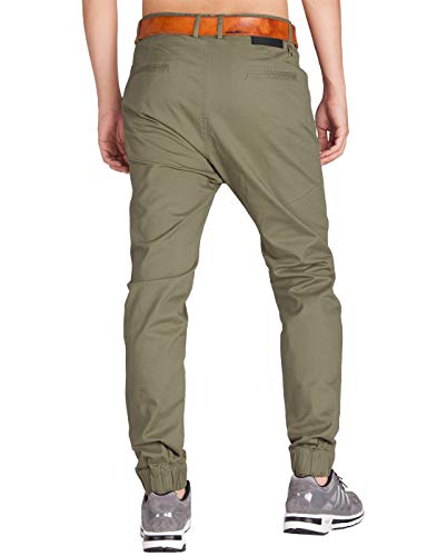 ITALY MORN Pantalon Chinos Joggers Verde Hombre Bolsillos Laterales (40, Gris Verde)