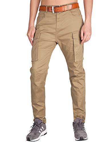 ITALY MORN Pantalones Cargo Chinos Hombre Trekking Montaña con Múltiples Bolsillos 38 Caqui