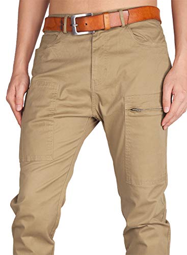 ITALY MORN Pantalones Chinos Cargo Hombre Slim Trabajo Primavera 34 Caqui