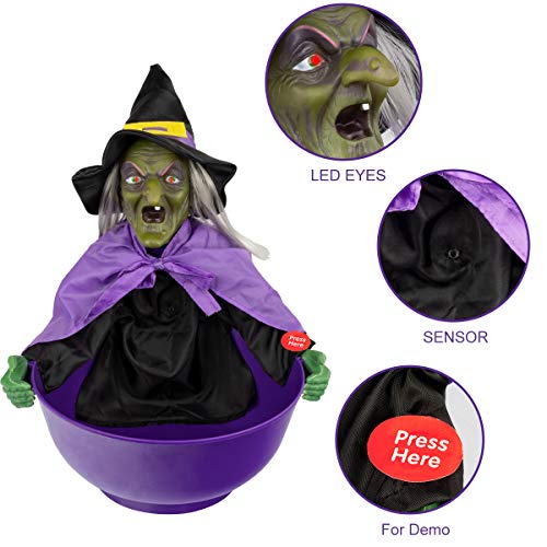 ITART Halloween Candy Bowl Wihch Animated Candy Bowls Plato Halloween Decoraciones para golosinas o truco Candy Holder Contenedor