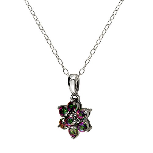 Ivy Gems - Colgante de plata esterlina con topacio, color verde, con diseño de flor, y cadena de 46 cm