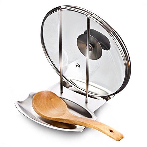 izoel soporte para tapa y cuchara resto organizador de cocina acero inoxidable fácil de instalar