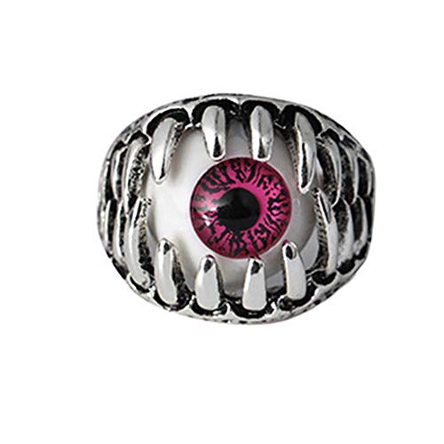 J188 Vintage Evil Eye Skull Anillo para Hombre Aleación Diablo Eyeball Fiesta de Halloween Atrezzo Hombres Joyería-Rojo