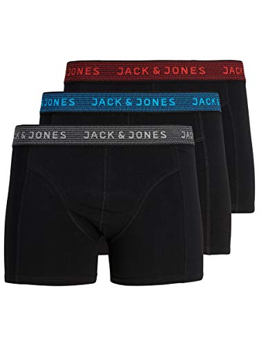 Jack & Jones Jacwaistband Trunks 3 Pack Noos Bóxer, Gris (Asphalt Detail:hawaian Ocean & Fiery Red), X-Large (Pack de 3) para Hombre