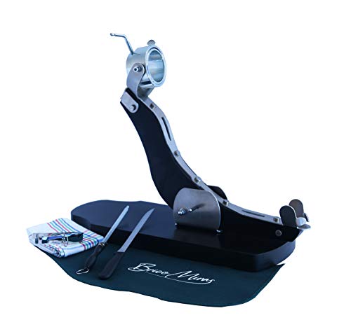 JAMONERO Modelo ÉLITE MIRAS BASCULANTE Giratorio, Regalo Pinza Arcos Acero Inoxidable + Cuchillo + CHAIRA + CUBREJAMÓN + PAÑO, Soporte JAMONERO Ideal CASA Y RESTAURANTES (Cubrejamón Verde)