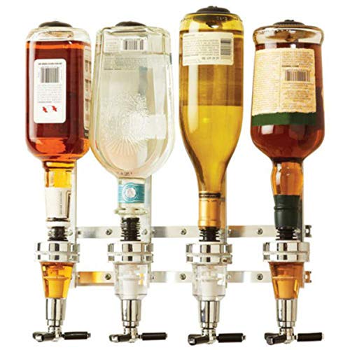 Janolia - Dispensador de Bebidas montado en la Pared, Soporte de 4 Medidas para Botellas, Mantequilla para Bebidas alcohólicas – Vodka, Whisky, Rum, Gin