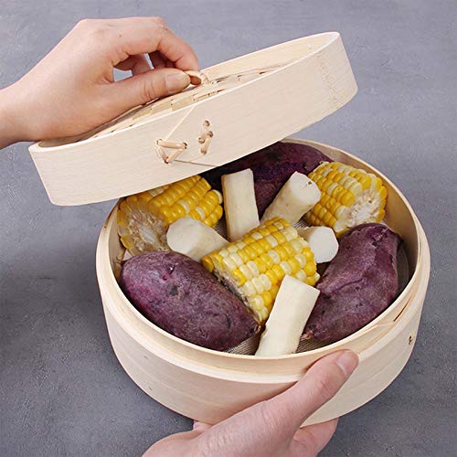 JAOMON Vaporera de bambú Orgánico, Sabor Oriental Casero, Hecho a Mano, Diferentes Niveles, Olla de Vapor de Bambú Oriental, Vaporizador de Bambú para Arroz, Verduras, Carne, Pescado