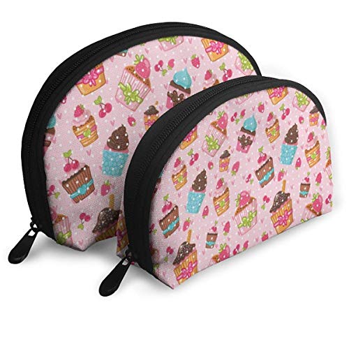 JDHFJ Bolsos portátiles Clutch Pouch Cupcakes Muffins Strawberries Portable Bags Clutch Pouch Coin Purse Cosmetic Travel Storage Bag OneBig and OneSmall 2Pcs Stationery Pencil Multifunction Bag Chil