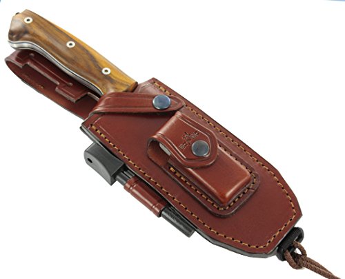 JEO-TEC Nº39 - Nuevo CELTIBERO - Cuchillo Supervivencia Caza Monte bushcraft Camping Outdoor Campo - Funda de Piel con pedernal y Piedra afilar incluidos - Acero MOVA 58 - Fabricado en España