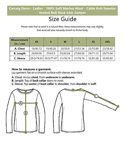 Jersey irlandés Aran para mujer - 100% lana merina ventilada cuello rollo - Jersey de punto de cable fabricado en Irlanda (XL, amarillo)