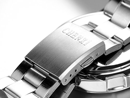 JewelryWe Hombre del Reloj, Display Azul Puntero de Plata, Plata Pulsera de Acero Inoxidable
