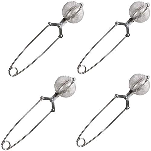 JEZOMONY Colador de té de Hojas Sueltas y Malla de té Colador de Acero Inoxidable con Mango (Paquete de 4) Infusor de té en Forma de Bola y filtros