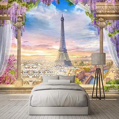 JFAFJ Papel Pintado Piedras 3D Torre eiffel Fotomurales Muro alquería Sala Living Dormitorio Oficina 350CMx250CM