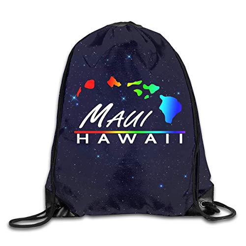 JHUIK Drawstring Bag Backpack,Maui - Mochila con cordón de Las Islas Hawaianas Mujeres Hombres Bolsa de Deporte Deportivo para IR de Compras Deporte Yoga
