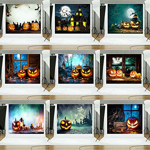 JiaMeng Decoración del hogar Fondos de Halloween Calabaza Vinilo 5x3FT Fondo de fotografía de Fondo de la Linterna
