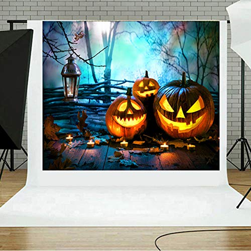 JiaMeng Decoración del hogar Fondos de Halloween Calabaza Vinilo 5x3FT Fondo de fotografía de Fondo de la Linterna