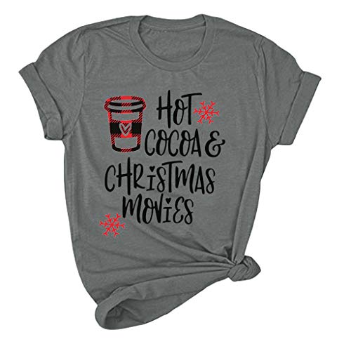 JiaMeng-ZI Ropa para Mujer Estampada con Letras Navidad Casual Camiseta Cuello Redondo Color SóLido T-Shirt Sencillo Tops y BlusasPareja al Aire Libre Sweatshirts Pulóver Talla Grande