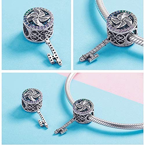 jiao 925 Sterling Silver Pink Zircon Sweet Lollipop Candy Colgante Charms Fit para Mujeres Pulseras Brazaletes DIY Jewelry   SCC1081