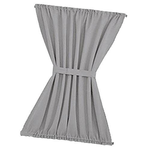 joyMerit Cortina De Ventana De Puerta Francesa con Tirantes Panel De Puerta Delantera De Oscurecimiento De Habitación (Bolsillos De Barra Superior Inferior, 54 - Gris Claro, Individual