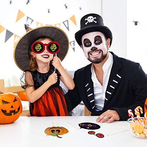 JoyTplay 34Piezas Halloween Photo Booth Props Photocalls DIY Foto Atrezzo Photobooth para Fiesta Mascarada Navidad Aniversarios Cumpleaños