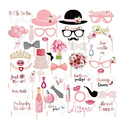 JoyTplay Boda Photo Booth props,44Piezas Team Bride Wedding Fotobooth ideas for Bachelorette PartIes Accesorios