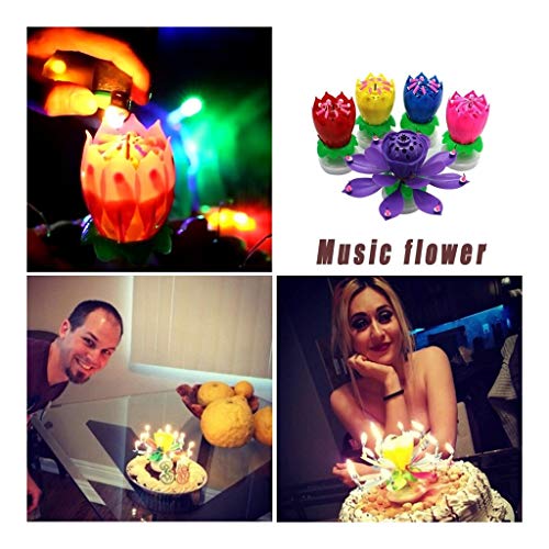 JSNRY Vela giratoria Vela de la Flor de cumpleaños del Arte luz de Las Velas decoración de la Torta Haz el Banquete más romántico (Color : Red)