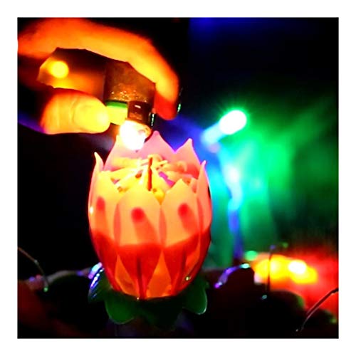JSNRY Vela giratoria Vela de la Flor de cumpleaños del Arte luz de Las Velas decoración de la Torta Haz el Banquete más romántico (Color : Red)