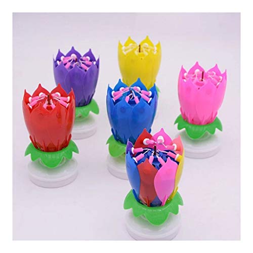 JSNRY Vela giratoria Vela de la Flor de cumpleaños del Arte luz de Las Velas decoración de la Torta Haz el Banquete más romántico (Color : Red)
