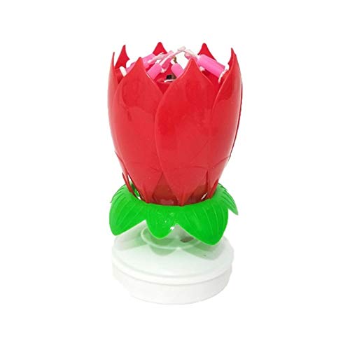 JSNRY Vela giratoria Vela de la Flor de cumpleaños del Arte luz de Las Velas decoración de la Torta Haz el Banquete más romántico (Color : Red)