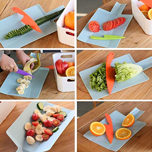 Juego de 3 Cuchillos de Cocina de Plástico, Cuchillos de Cocina de Nailon para Niños, Cuchillos de Cocina de Plástico Coloridos y Seguros para Hornear, Frutas, Pan, Pastel, Cuchillo de Lechuga