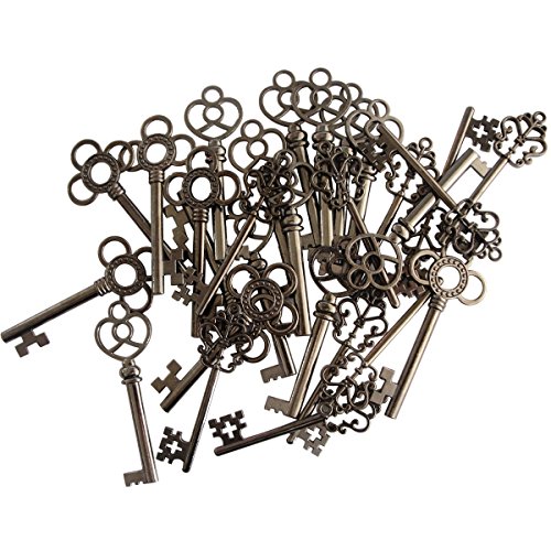 Juego de 30 collares con forma de corazón, estilo vintage, color negro