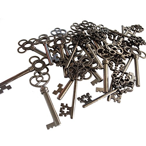 Juego de 30 collares con forma de corazón, estilo vintage, color negro