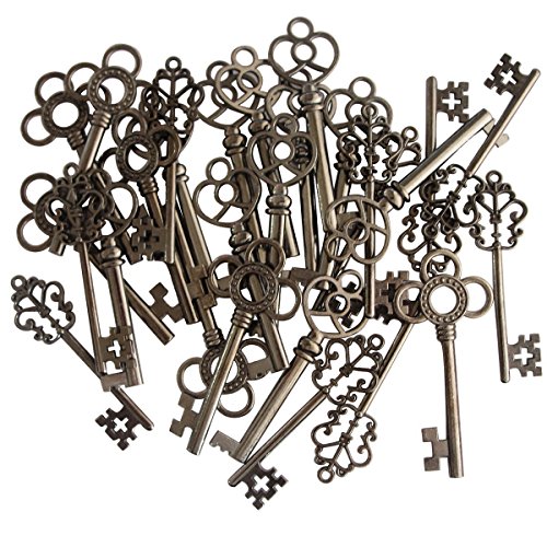 Juego de 30 collares con forma de corazón, estilo vintage, color negro