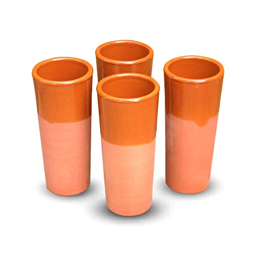 Juego de 4 Vasos Altos Terracota Español Vaso Tubo 330 Ml