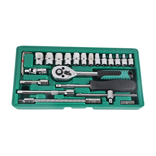 Juego de enchufes profesionales de 46 piezas 1/4 pulgadas, paquete de herramientas mixtas de reparación de llaves de tubo, combinación de herramientas de reparación de automóviles