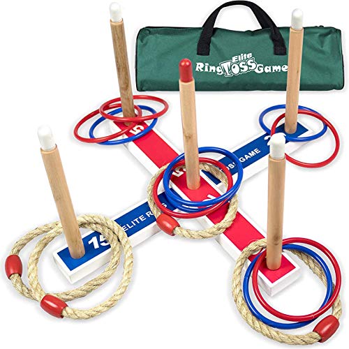 Juego de Lanzamiento de Anillos Elite. para Niños y Adultos – El Juego de Lanzamiento de Anillos #1 en Amazon – para Uso Interior o al Aire Libre, Incluye compacta Bolsa de Transporte.