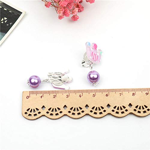 Juego Joyas Niña Pequeña, Pendientes Clip Niña Set, Pendientes Clip Dibujos Animados con Conjunto Joyas Mariposa para Regalo Favores Fiesta Princesa, Vestir Princesita